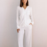 Blake Long Modal Ribbed Pyjamas in White