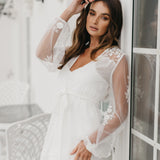 Amara Beaded Floral Lace Maxi Bridal Robe With Train - Includes Slip