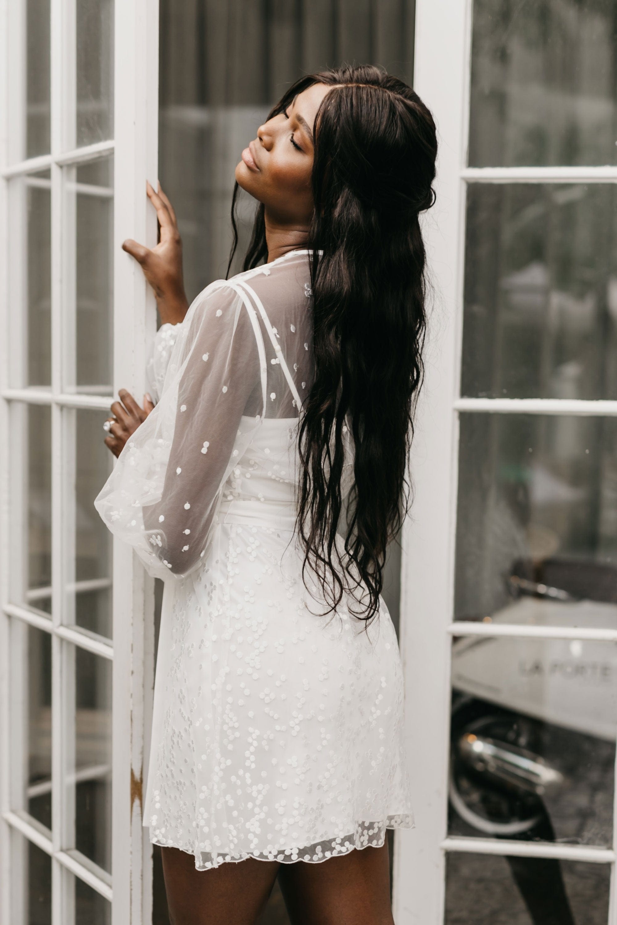 Camile Spot Lace Robe - Includes Slip - lerose AU