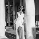 Amara Beaded Floral Lace Maxi Bridal Robe With Train - Includes Slip