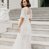 Mila Flocked Spot Lace Maxi Robe - Includes Slip