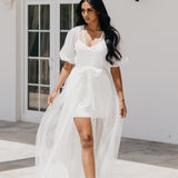 Mila Flocked Spot Lace Maxi Robe - Includes Slip