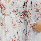 Serena Veiled Rose Printed Lace Trim Satin Robe
