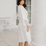 Hazel Petal Hem Satin Midi Robe