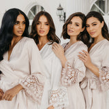 Scarlett Petal Hem Lace Trim Satin Robe