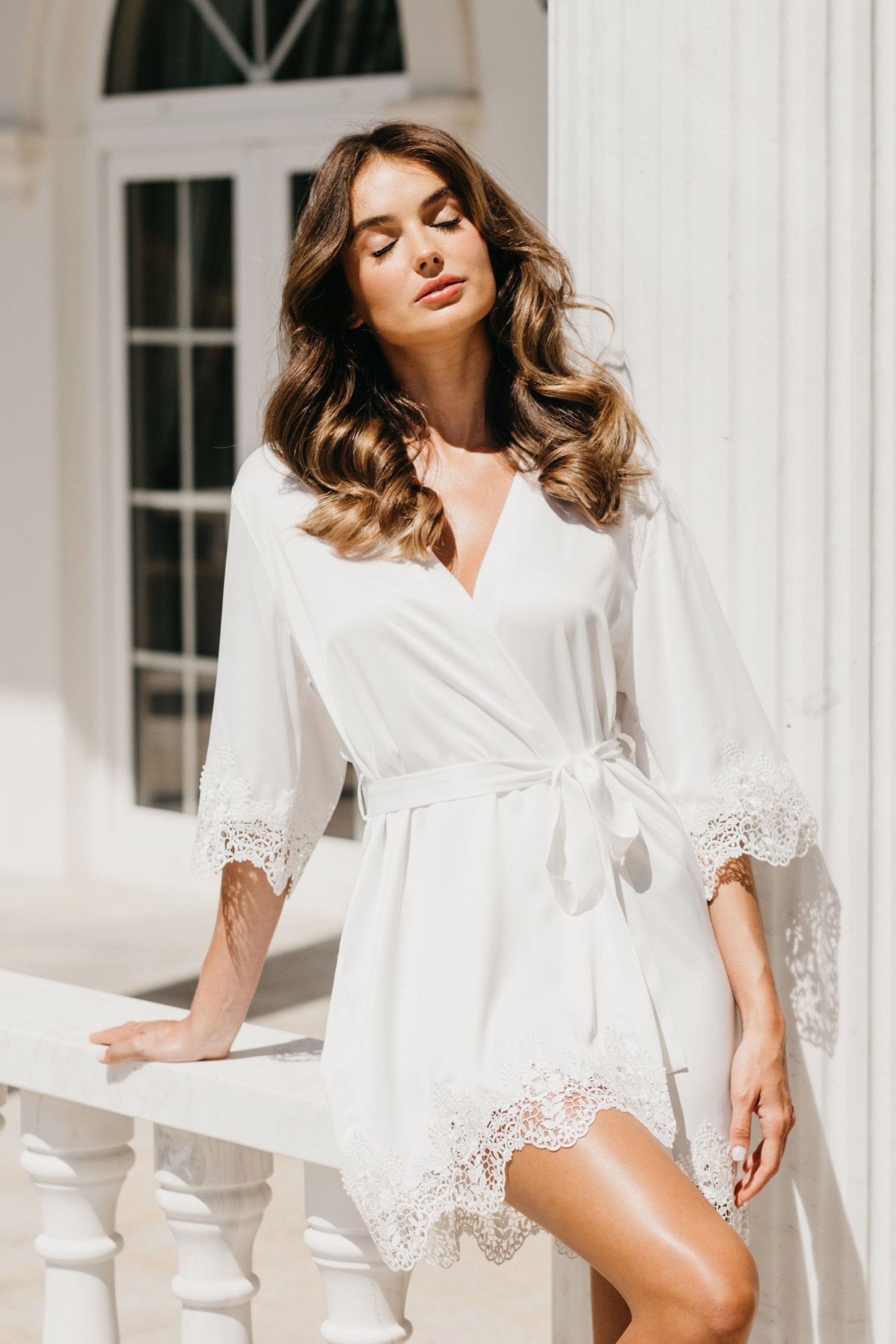 Chiara Lace Trim Robe