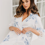 Ivana Bleu De Fleur Printed Robe