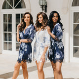 Ivana Bleu De Fleur Printed Robe