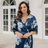 Ivana Bleu De Fleur Printed Robe