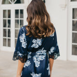 Ivana Bleu De Fleur Printed Robe