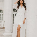Hannah Lace Trim Maxi Bridal Robe - Includes Slip