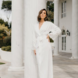 Erica Satin Lace Trim Maxi Bridal Robe