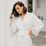 Erica Satin Lace Trim Maxi Bridal Robe