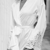 Erica Satin Lace Trim Maxi Bridal Robe