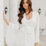 Ella Satin Flutter Sleeve Maxi Bridal Robe - Includes Slip