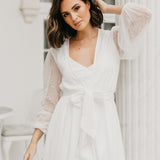 Sophia Hand Beaded Pearl Sleeve Maxi Robe - Includes Slip