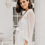 Sophia Hand Beaded Pearl Sleeve Maxi Robe - Includes Slip