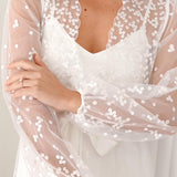 Adelina Spot Lace Maxi Bridal Robe - Includes Slip