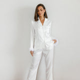 Taylor Satin Feather Bridal Pyjama Set