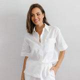 Genevieve Linen Bridesmaid Pyjamas White