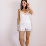 Clara Modal Rib Cami and Short Set in White