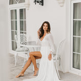 Arianna Beaded Floral Lace Maxi Bridal Robe With Train - Includes Slip