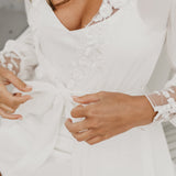 Arianna Beaded Floral Lace Maxi Bridal Robe With Train - Includes Slip