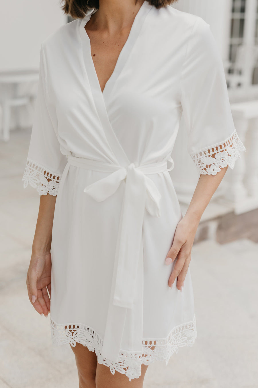 Lauren Lace Satin Bridesmaid Robe