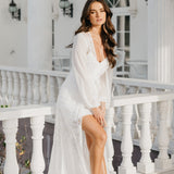 Clementine Hand Beaded Pearl Maxi Bridal Robe - Includes Slip
