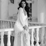 Clementine Hand Beaded Pearl Maxi Bridal Robe - Includes Slip