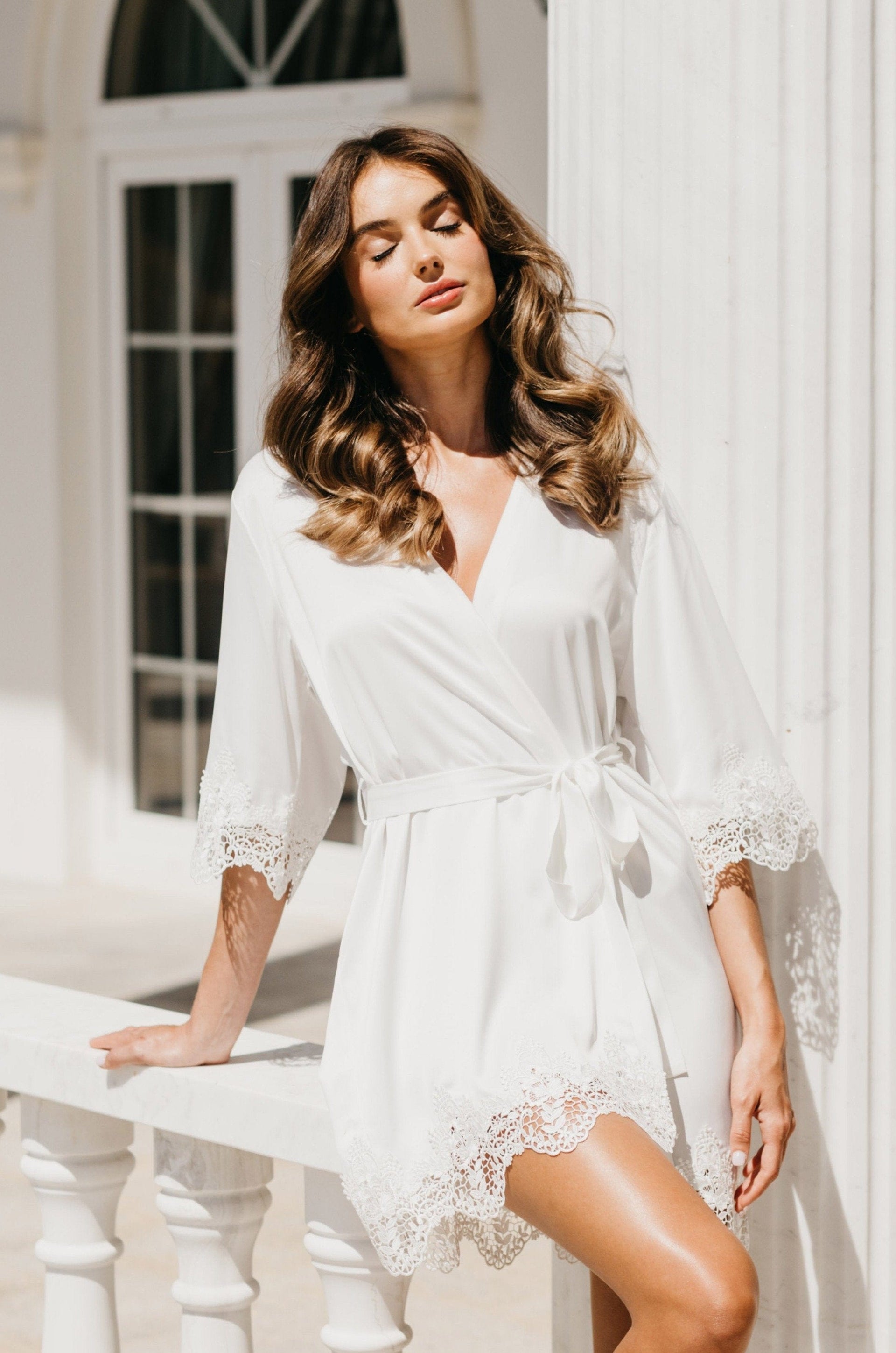 Chiara Lace Trim Robe