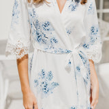 Ivana Bleu De Fleur Printed Robe