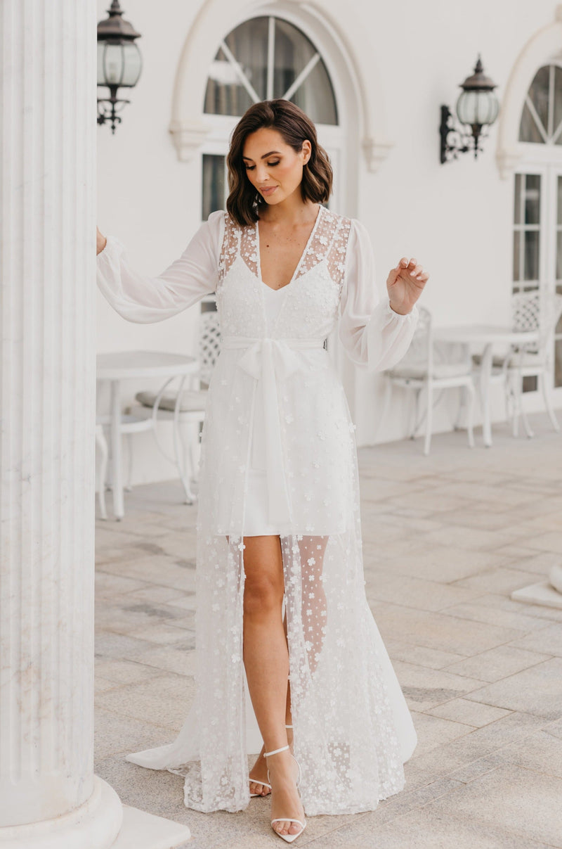 Cassidy Forget Me Knot Lace Maxi Bridal Robe - Includes Slip