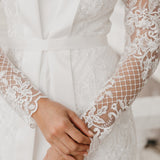 Daphne Majestic Lace Maxi Bridal Robe - Includes Slip