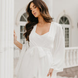 Ella Satin Flutter Sleeve Maxi Bridal Robe - Includes Slip