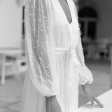 Sophia Hand Beaded Pearl Sleeve Maxi Robe - Includes Slip